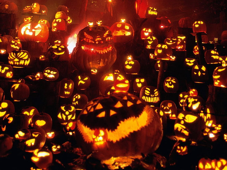 jack-o' lantern 3D wallpaper, Halloween, pumpkin, Jack O' Lantern