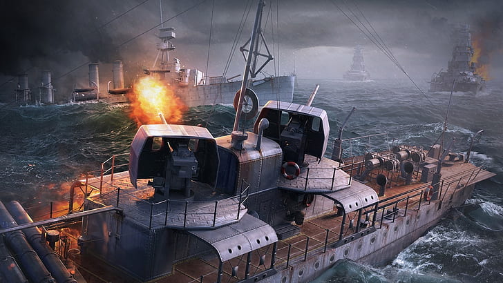 World of Warships, PC game, sea, ships, HD wallpaper