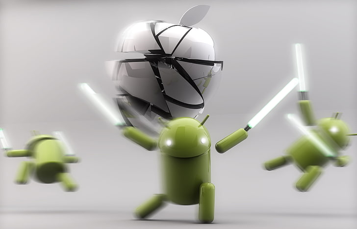 Android figurine, Android (operating system), lightsaber, iOS, HD wallpaper