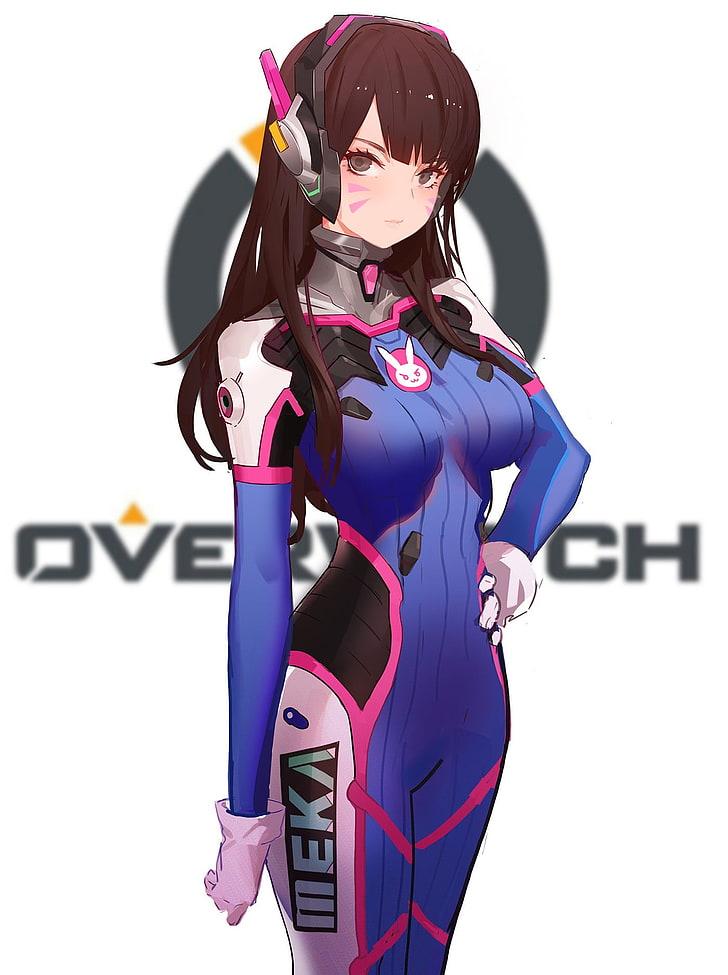 Overwatch female character wallpaper, Overwatch D.Va, anime, anime girls, HD wallpaper