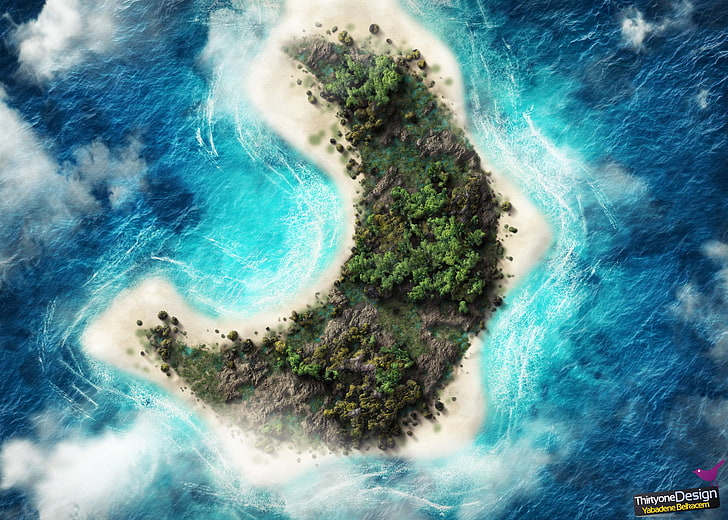 island, aerial view, sea, water, nature, beauty in nature, scenics - nature, HD wallpaper