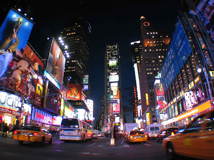 Times Square, New York, city, night, lights, new York City, street, HD wallpaper