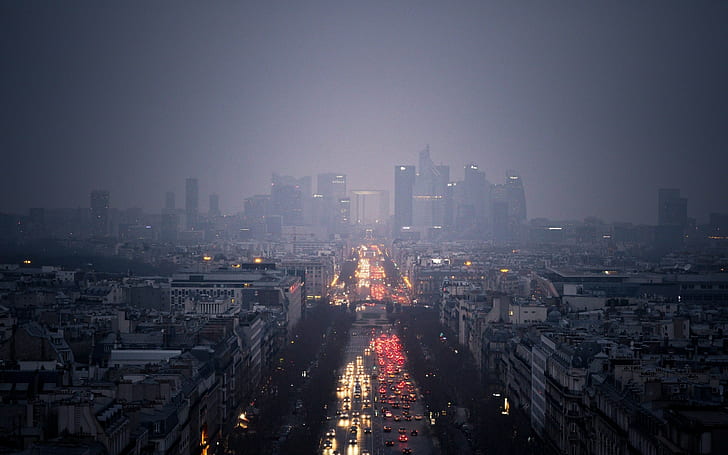 city, traffic, Paris, Grande Arche