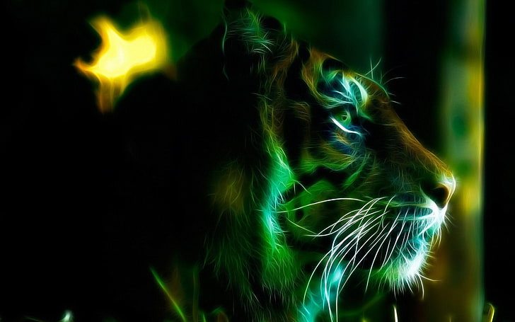 HD wallpaper: 3d, Fractal, Photoshop, Tiger, animal, one animal, animal  themes | Wallpaper Flare