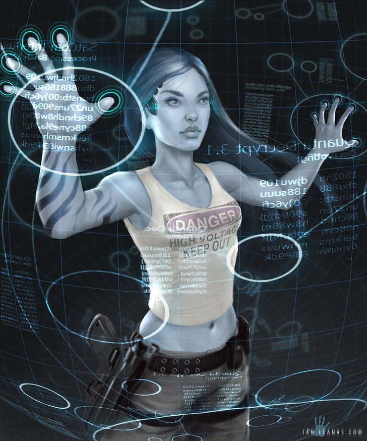 cyberpunk, futuristic, technology, adult, robot, connection, HD wallpaper