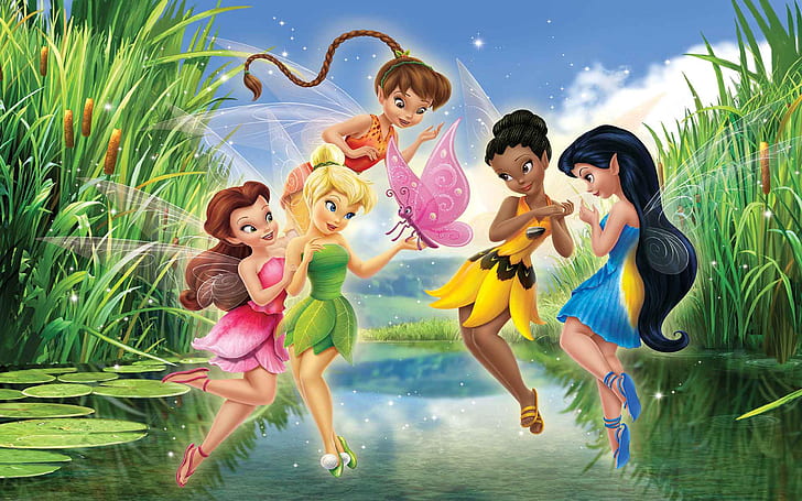 Tinker Bell Disney Fairies Lake Green Reeds Photo Hd Wallpaper For Girls 2560×1600