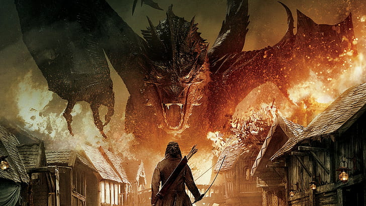 The Hobbit: The Battle of the Five Armies, dragon, Best Movies s, HD wallpaper