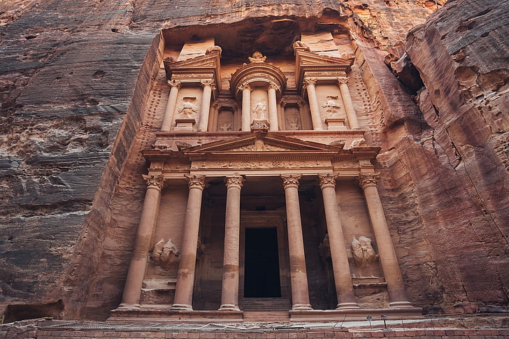 Petra, Al Khazneh, rocks, sculpture, archeology, The Hashemite Kingdom of Jordan, HD wallpaper