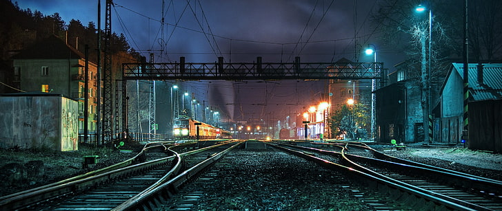 ultra-wide, photography, track, rail transportation, railroad track, HD wallpaper