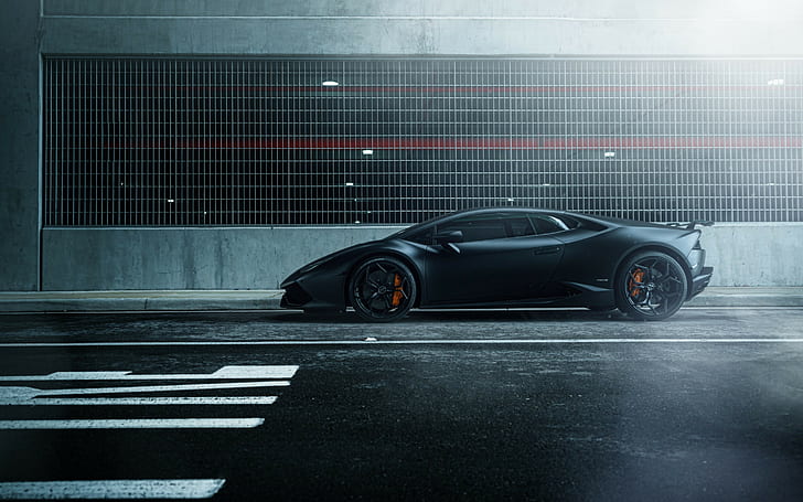 Lamborghini Huracan black, street, car, hq, William Stern, HD wallpaper