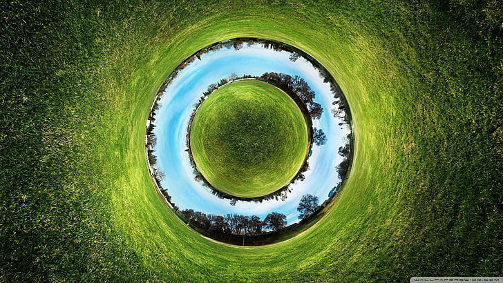 green and multicolored illustration, panoramic sphere, nature, HD wallpaper