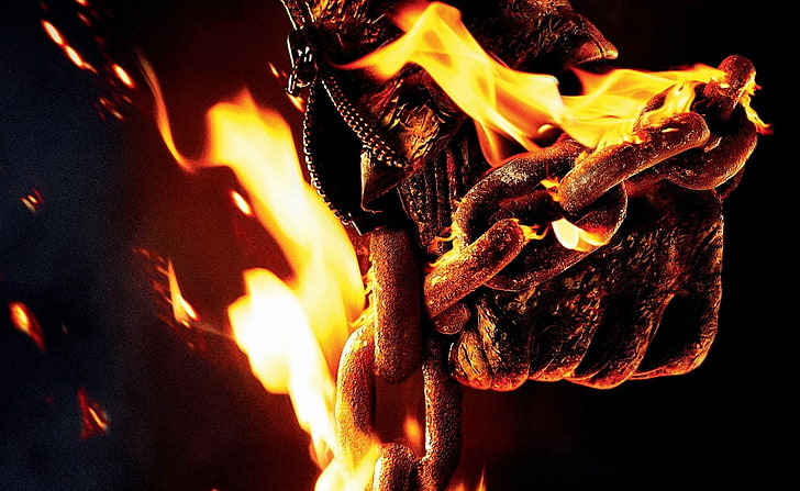 Ghost Rider Spirit of Vengeance, person holding flaming chain digital wallpaper