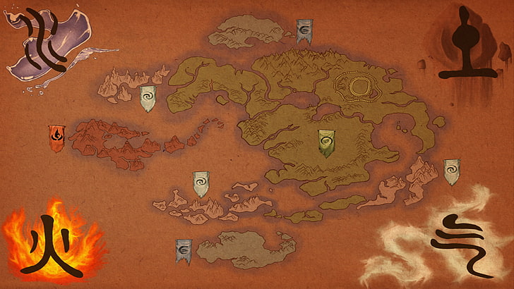 avatar the last airbender world map without text