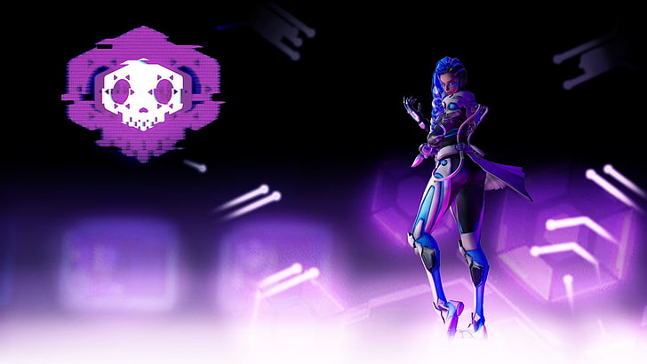 female hero character digital wallpaper, Sombra (Overwatch), video games, HD wallpaper