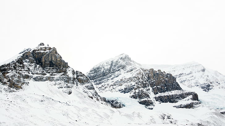 nature, snow, athabasca glacier, glaciers, Canadian, mountains, HD wallpaper