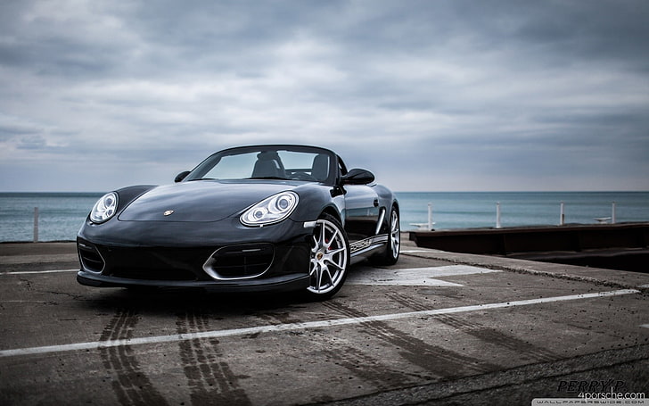 Porsche, sea, sky, transportation, cloud - sky, mode of transportation, HD wallpaper