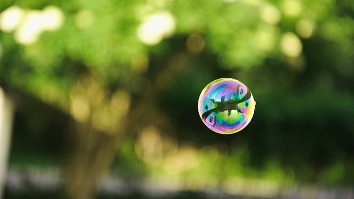 close-up photography of bubble, bubbles, digital art, bokeh, multi colored, HD wallpaper