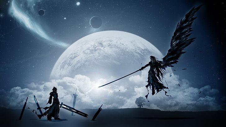 Final Fantasy 7's Cloud Strife and Sephiroth digital wallpaper, HD wallpaper