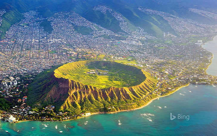 Aerial view Oahu Hawaii-2016 Bing Desktop Wallpape.., water, beauty in nature, HD wallpaper