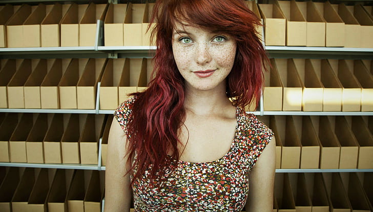 solo, women, freckles, redhead, HD wallpaper