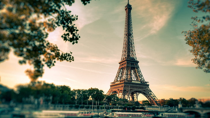 Eiffel Tower, Paris, france, trees, landscape, paris - France, HD wallpaper