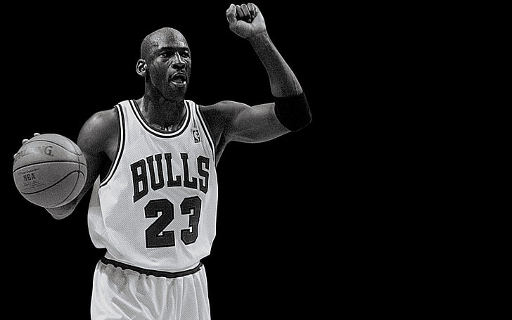 sports grayscale nba basketball michael jordan chicago bulls black background 1680x1050  Sports Basketball HD Art