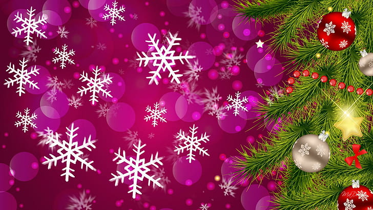 A Sparkle Of Snowflakes, decorations, balls, christmas, bright, HD wallpaper
