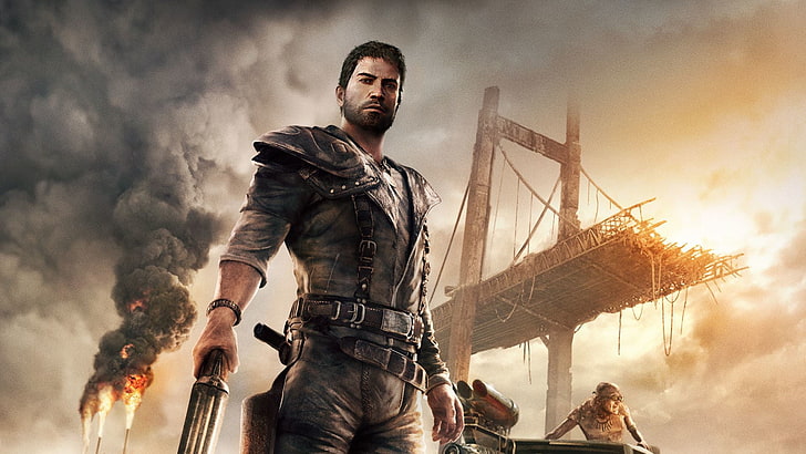 game application cover, Sunset, Bridge, Look, Smoke, Fire, Weapons, HD wallpaper