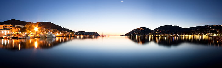 Mallorca at Night, white boat, Europe, Spain, Port, canon, sigma