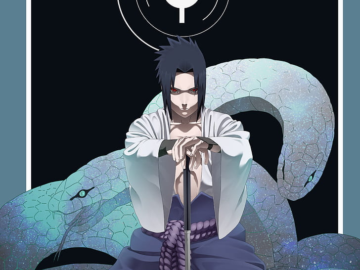 Naruto, Sasuke Uchiha, Snake, HD wallpaper