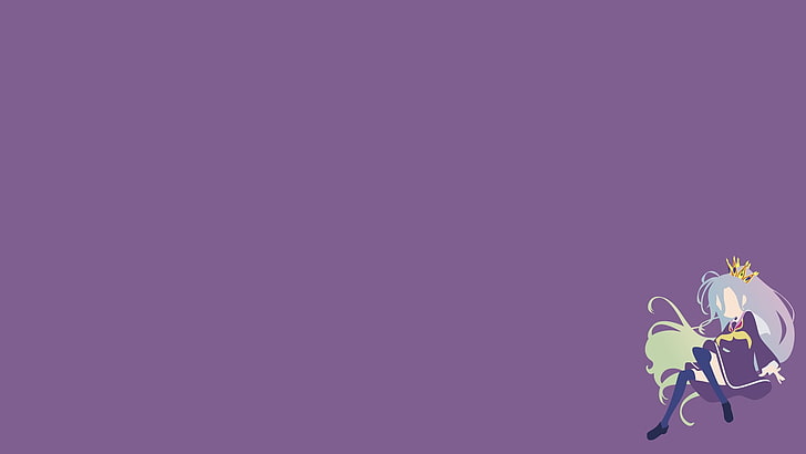 graphic artwork with purple background, Shiro (No Game No Life), HD wallpaper