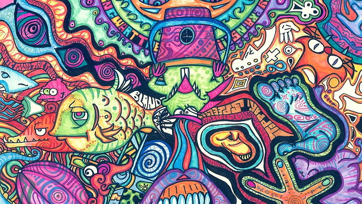 HD wallpaper: signs, hippie, psychedelic, fish, artwork, traditional,  trippy art | Wallpaper Flare