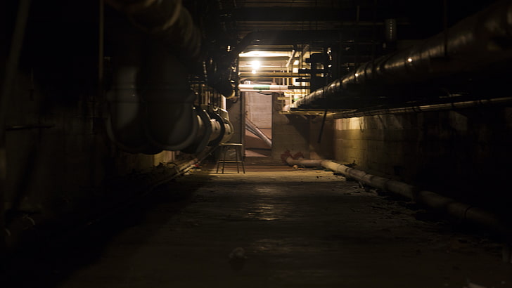 dark, hallway, underground, tunnel, architecture, illuminated