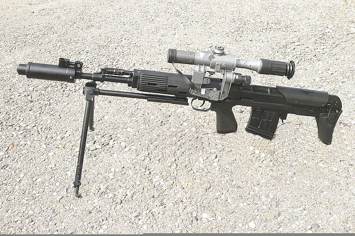 black and grey rifle gun, weapons, power, cartridge, year, 1975