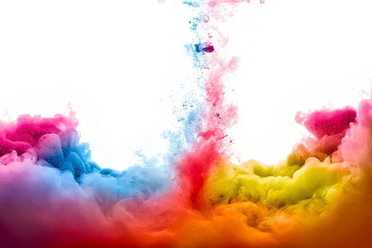 multicolored fog, paint, smoke, brightness, abstract, backgrounds, HD wallpaper