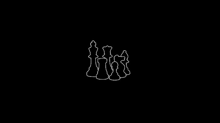 minimalism, simple, simplicity, chess, artwork, black background
