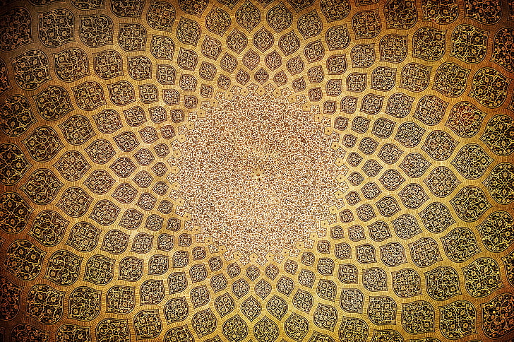 brown floral mat, the mosque, The dome, Oriental ornaments, islam, HD wallpaper