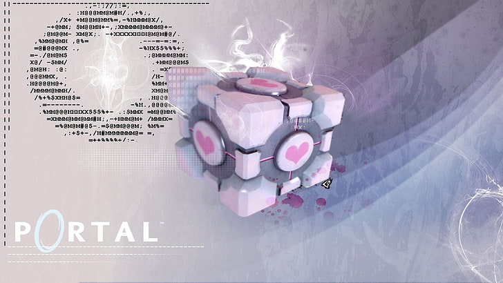 white and pink ceramic teapot, Portal (game), video games, communication, HD wallpaper