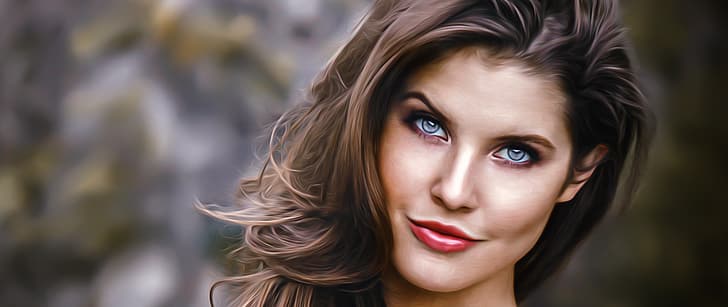 Amanda Cerny, sensual gaze, blue eyes, women, model, HD wallpaper