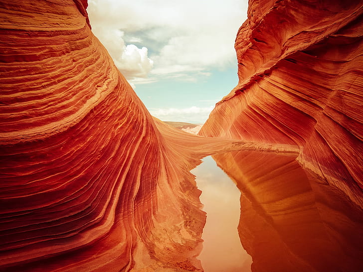 USA, Arizona, Coyote Butts National Park Vermilion Cliffs, rocks, water, HD wallpaper