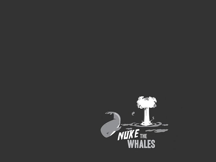 Nukes the Whales logo, minimalism, copy space, text, western script, HD wallpaper