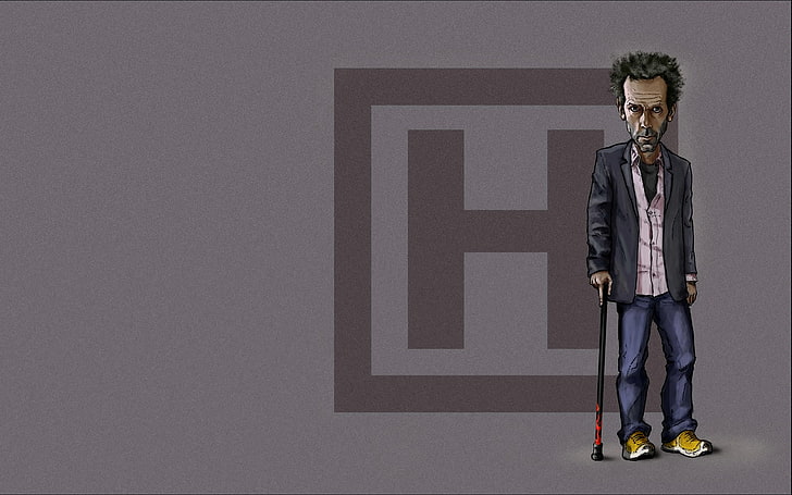 man in black formal coat illustration, house M.D., Dr. house, HD wallpaper