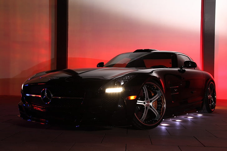 black Mercedes-Benz luxury coupe, tuning, drives, AMG, Germany, HD wallpaper