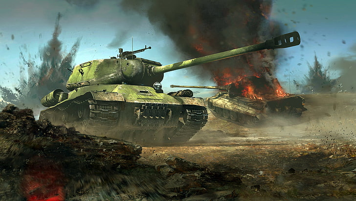 green and yellow camouflage battle tank, The is-2, King tiger, HD wallpaper