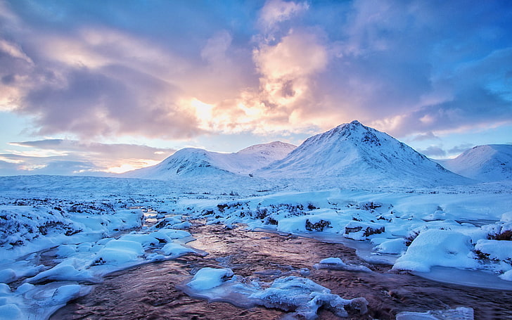 West highlands scotland-HD Widescreen Wallpaper, snow covered mountain