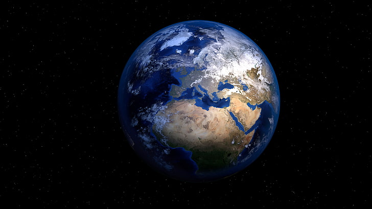 Blue, Globe, 5K, Earth, Dark background, World, Planet
