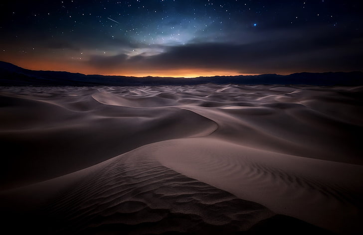 brown desert, night, nature, scenics - nature, sky, environment, HD wallpaper