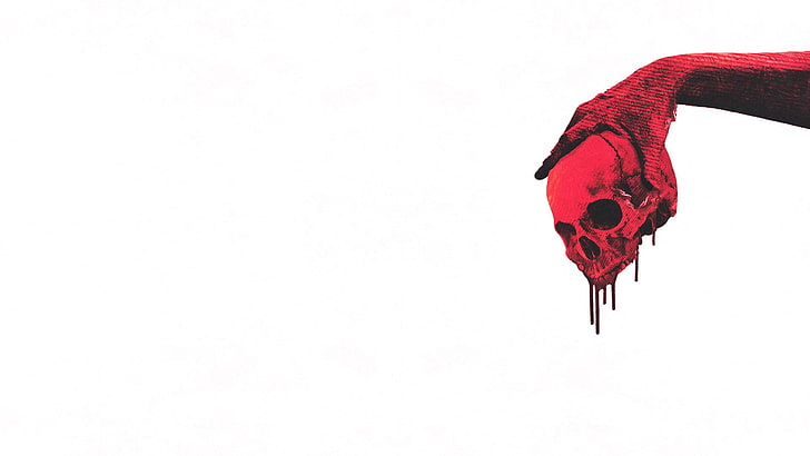 hand holding bleeding skull graphic wallpaper, blood, white, hands, HD wallpaper