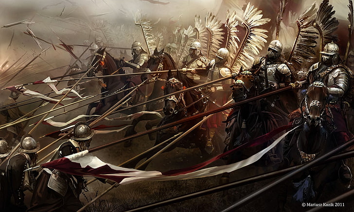 group of cavaliers and knights digital wallpaper, Polish hussar