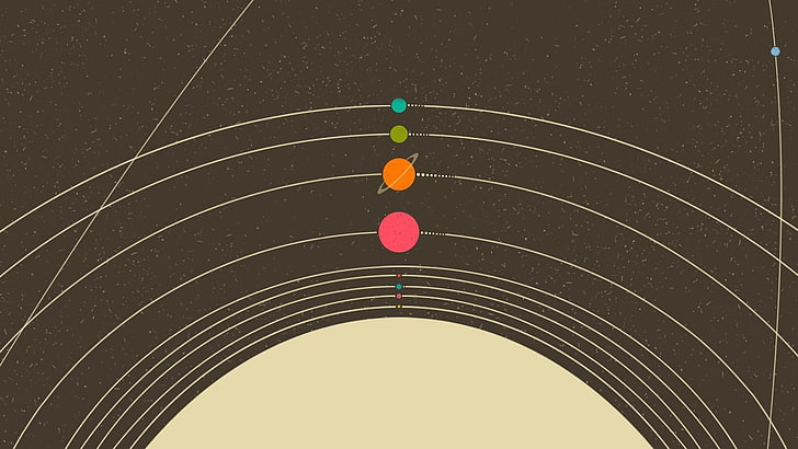 solar system rotation, simple, minimalism, planet, artwork, vector